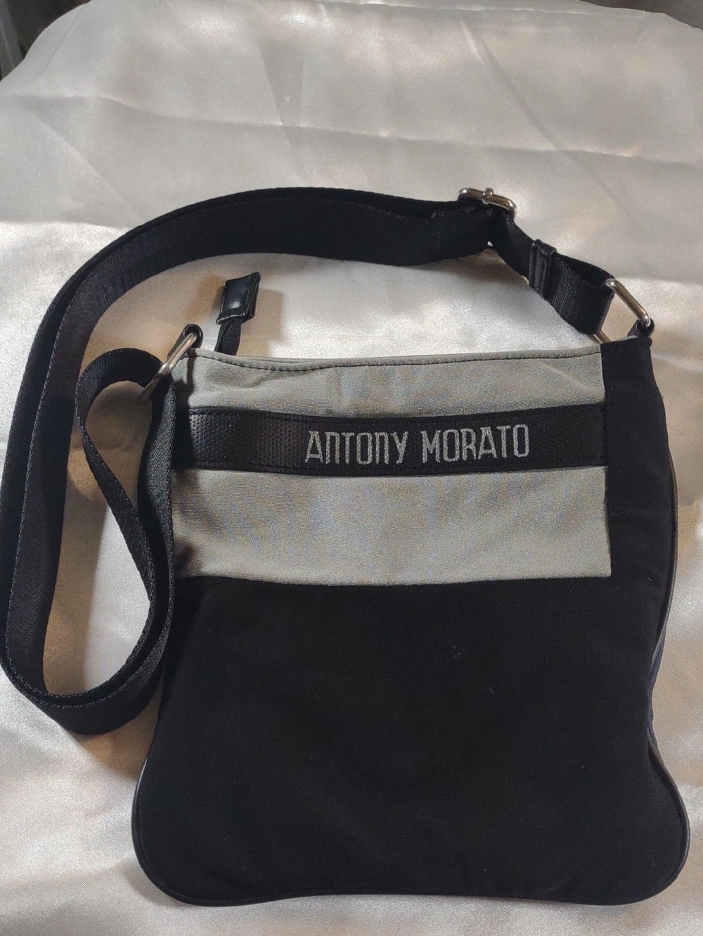 Antony Morato Black and Gray Messenger Shoulder Bag - Gently Used